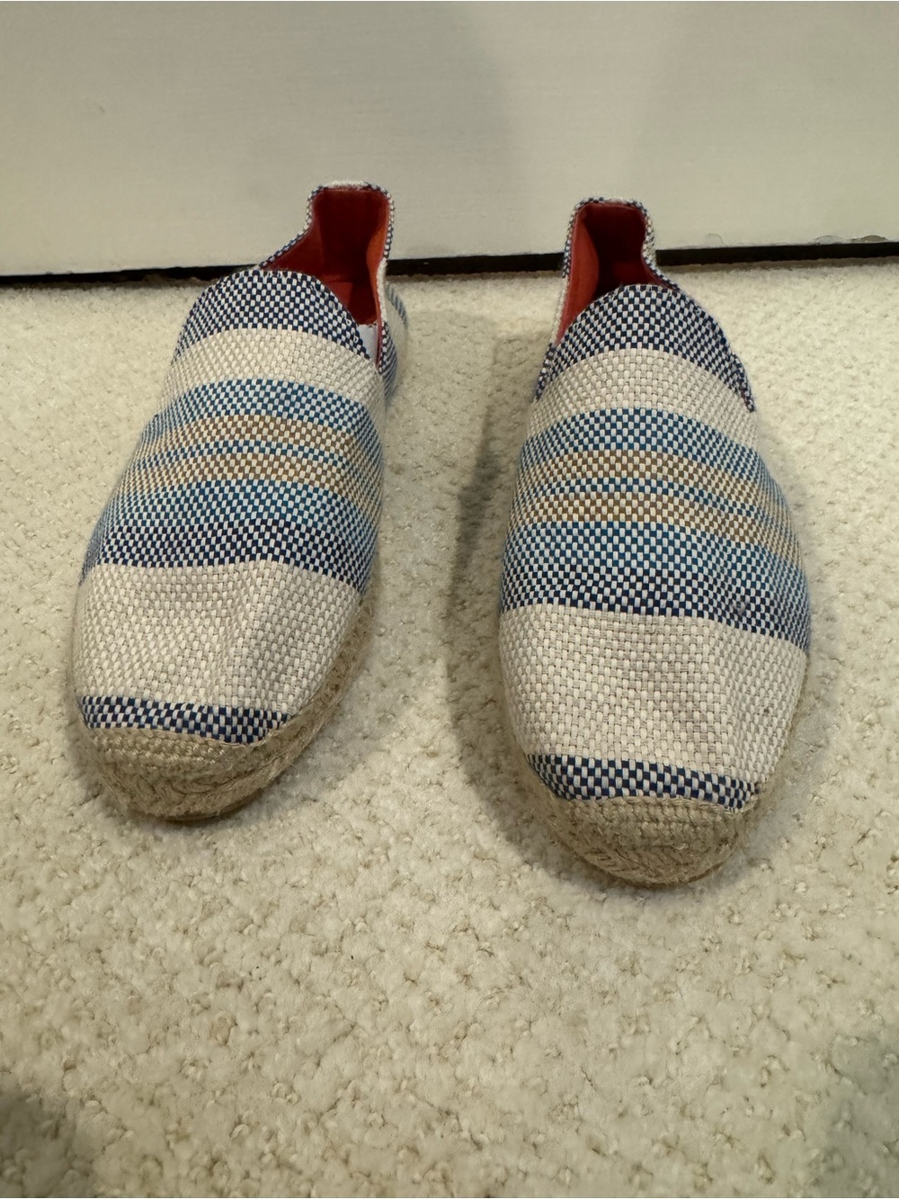 Stubbs & Wootton Blue, White & Tan Striped Women's Espadrilles